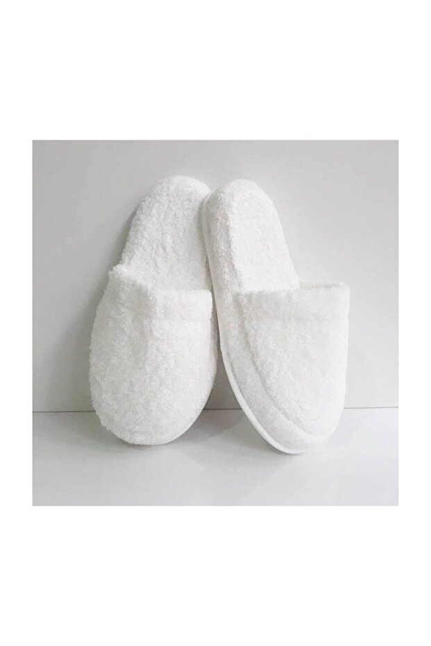 Unisex Ecru High-Sole Towel Slippers Bathroom Slippers