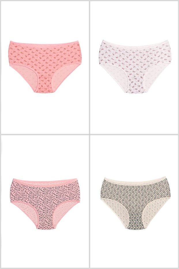 Patterned Large Size Panties 4 Pack