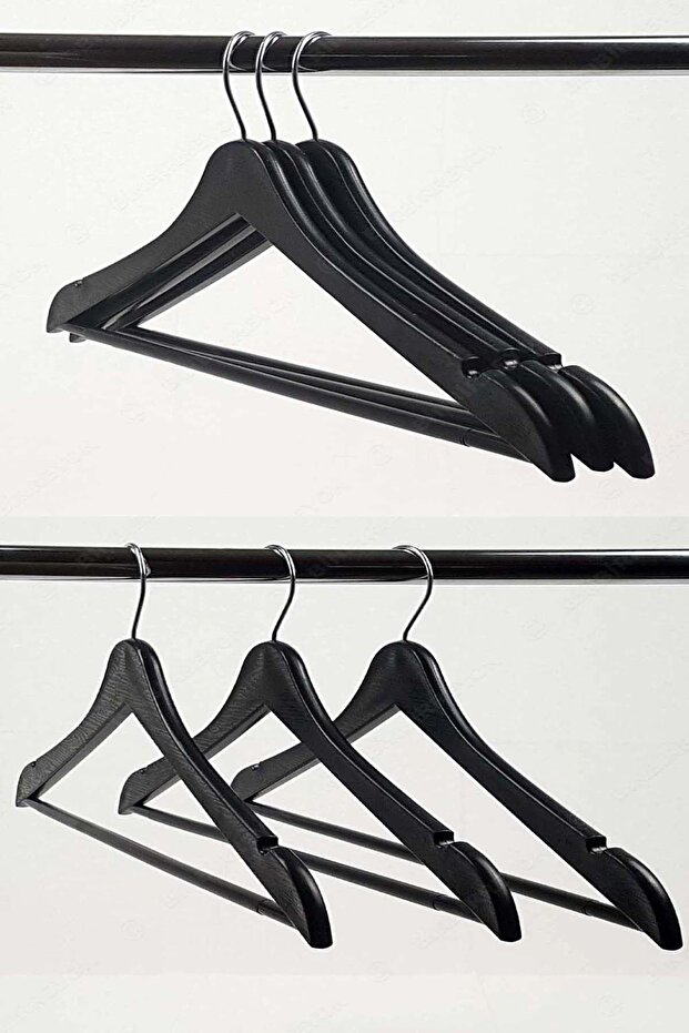 Wooden Look Clothes Hanger Black Clothes Hanger with Swivel Head 12 Pieces