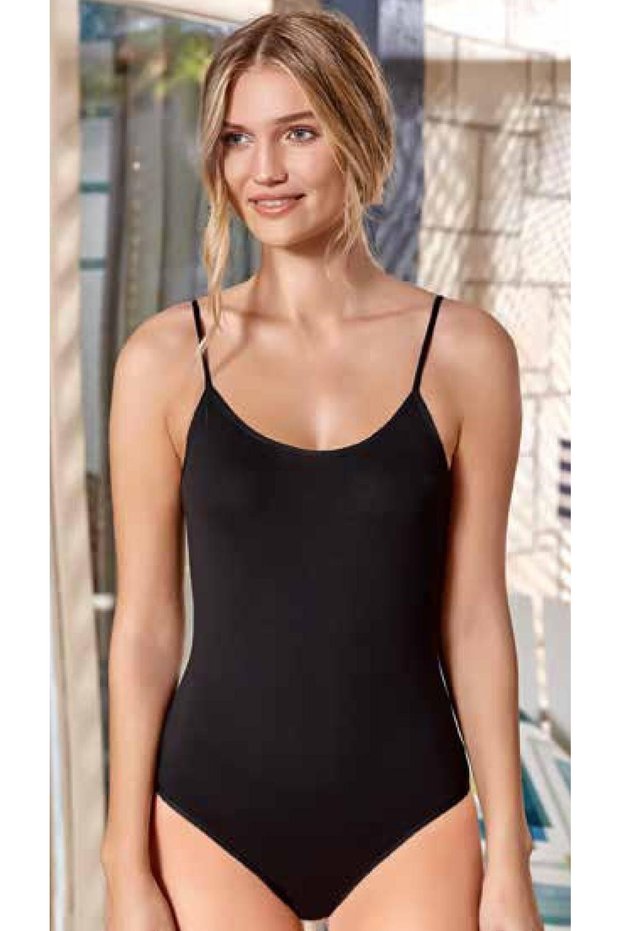 Women's Black Rope Strap Snap Fastener 3-Piece Body