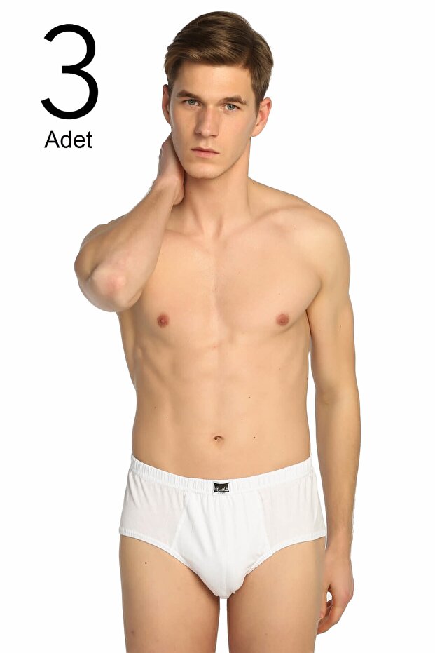Men's White 3-Pack Combed Cotton Slip Panties ELF568T0109CCM3