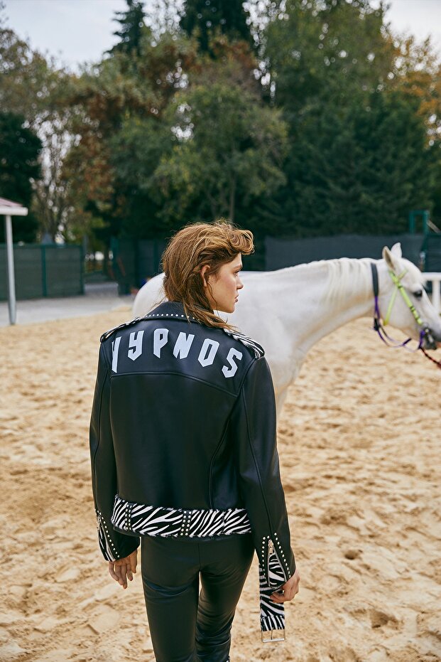 Deri Zebra Texas Ceket - 2