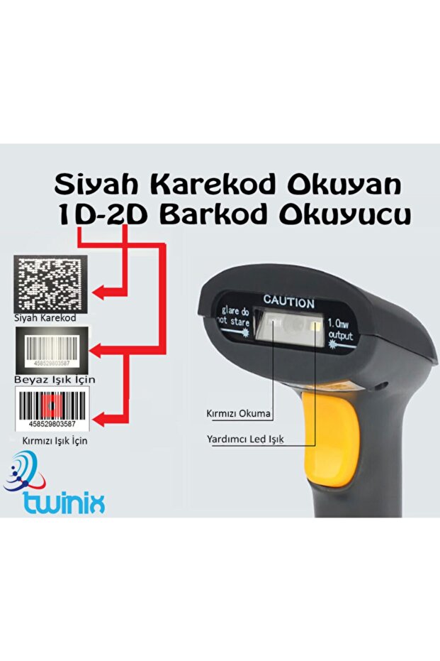 Fixpos Black Qr Code Reading 1D to 2D Barcode Scanner - 2