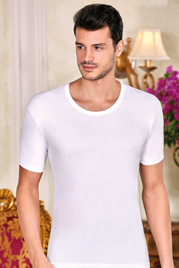 قميص داخلي أبيض للرجال مكون من 3 قطع - 1