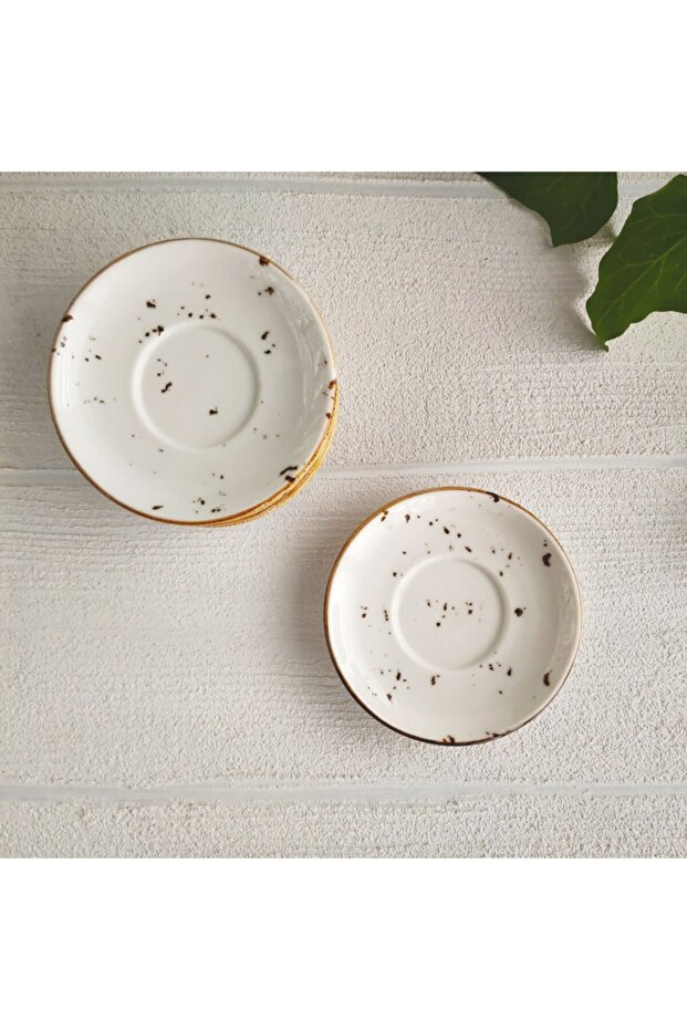 Set of 6 White Spotted Winter Tea Plates