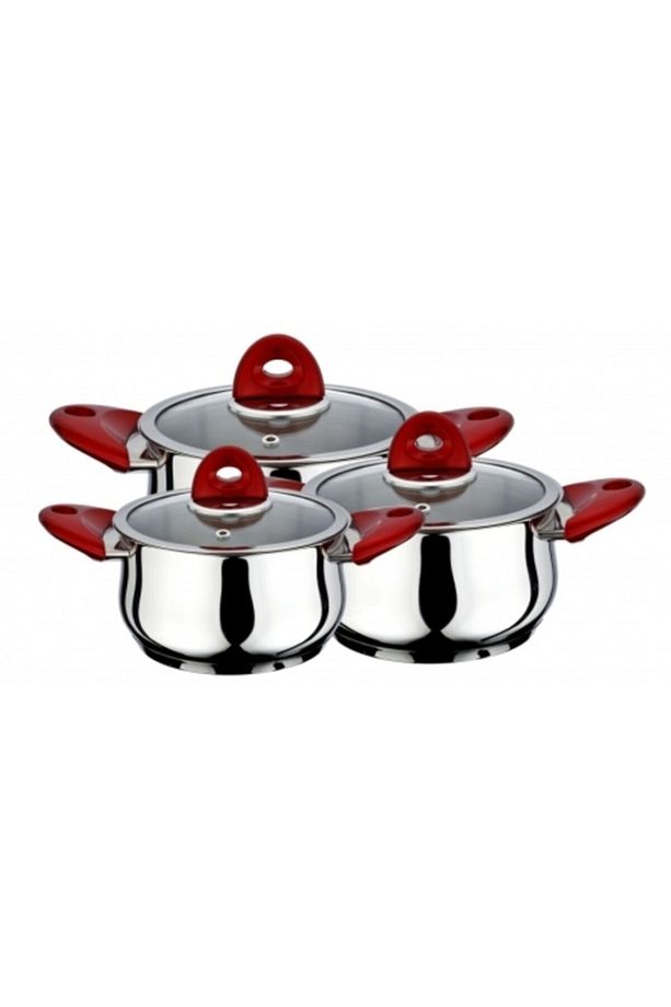 3`lü Çelik Güveç Set Bakalit Kulp 16-18-20 Cm - 1