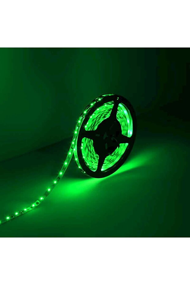 Yeşil Tek Çipli Silikonsuz Şerit Led 5 Metre - 1