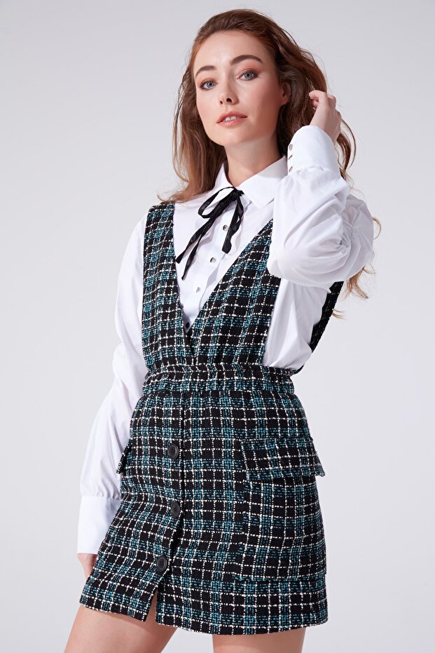 Ekoseli Jile Elbise - 1