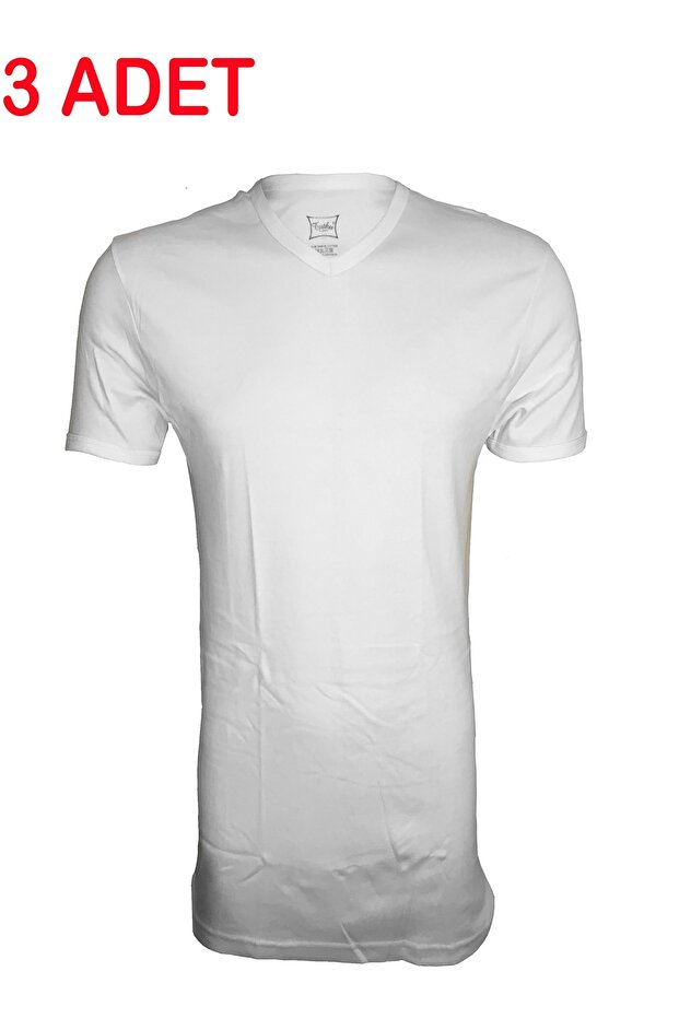 قميص داخلي برقبة على شكل حرف V مكون من 3 قطع - 1