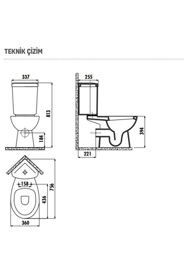 Sedef Arkadan Çıkışlı Köşe Klozet Takımı Sd310 Kapak Dahil - 2