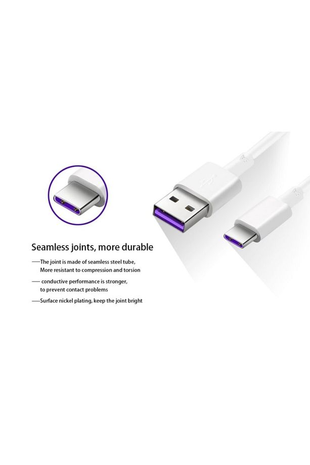 Usb Type-c 5a Hızlı Şarj Ve Data Kablosu Mor Kablo - 4
