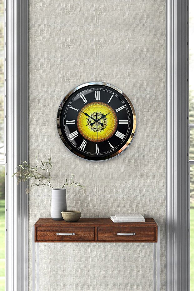 ساعة حائط بنمط عثماني معدني من الكروم مقاس 40 سم - 2