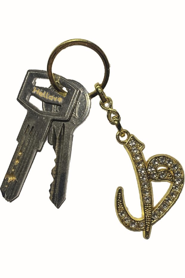 Elif Vav Metal Stone Keychain Gold Color Infinity Mark Gift Keychain Bag Accessory