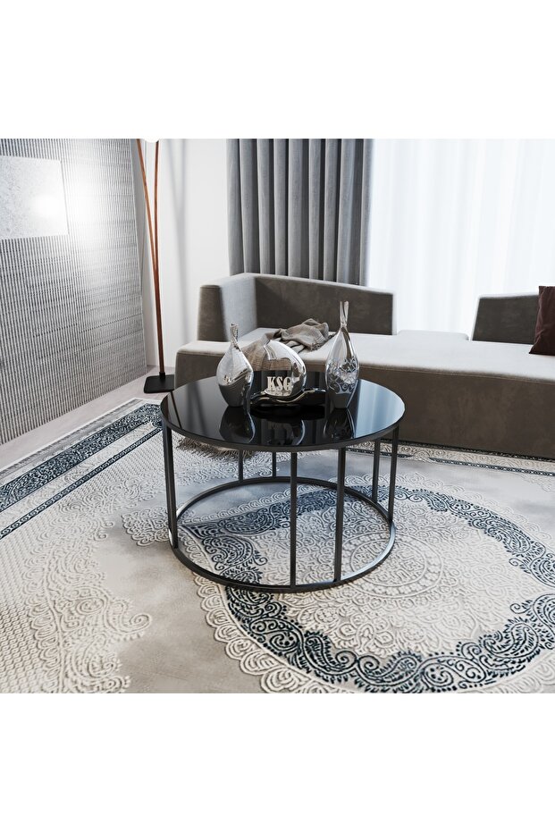 Siyah Cam Orta Sehpa - 1