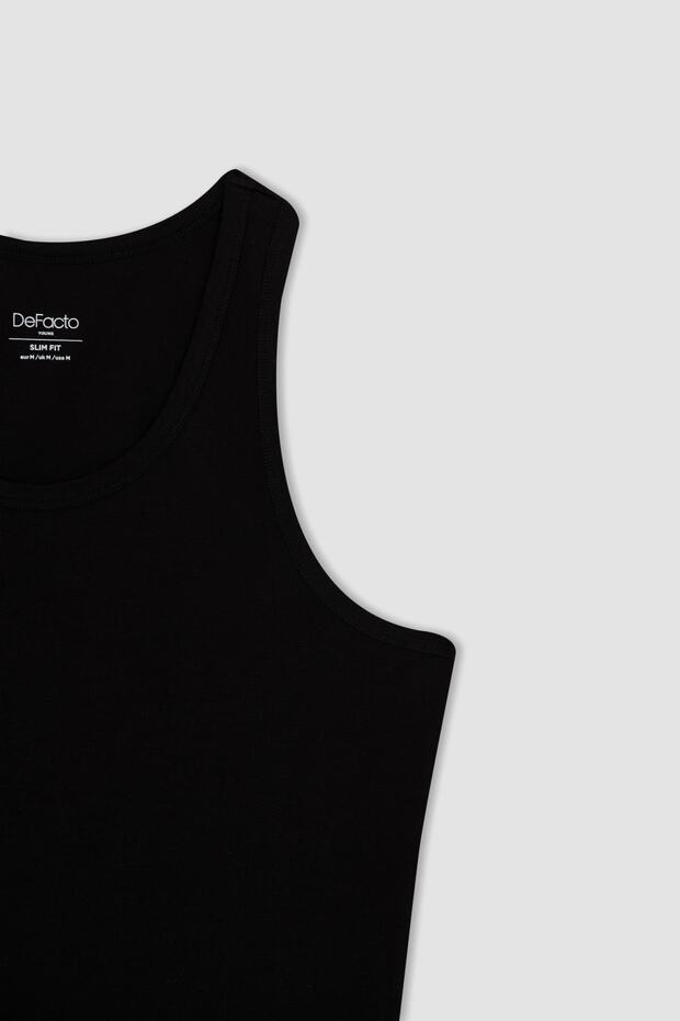 Slim Fit Bisiklet Yaka Basic Atlet - 2