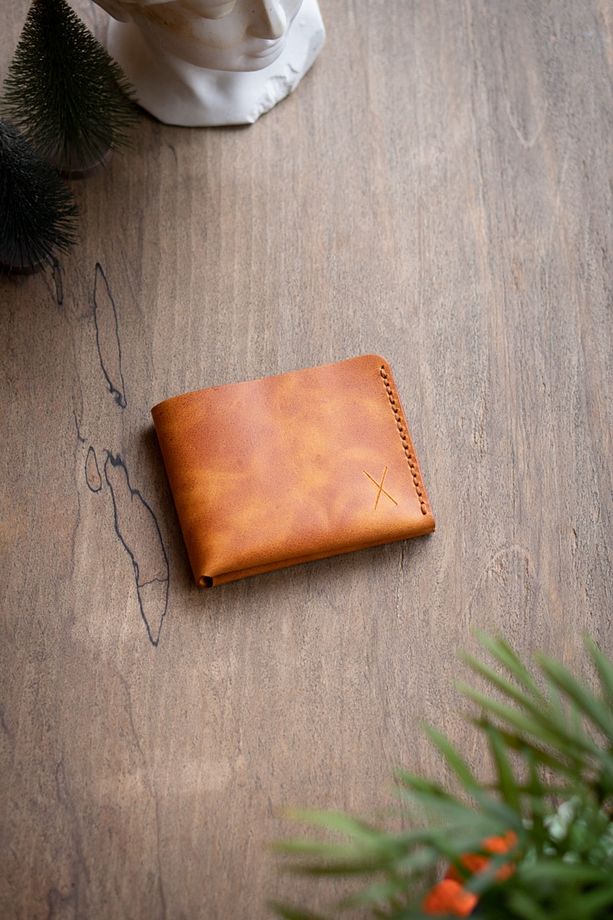 Klasik Cüzdan - Camel - Gerçek Deri & El Yapımı - Minimalist Tasarım - 5