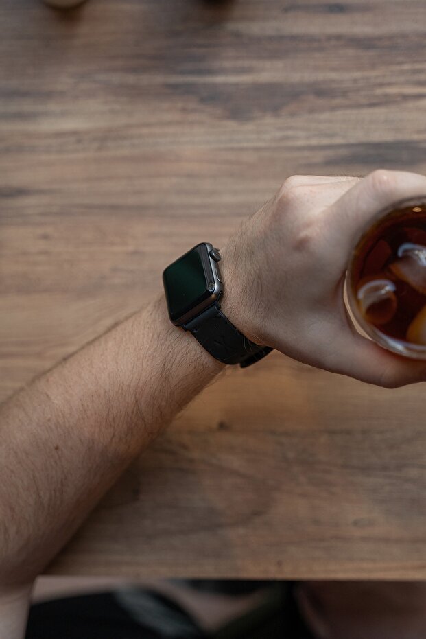 Minimal X Apple Watch Kordonu 38/40/41 Mm - Siyah Gerçek Deri & El Yapımı - 6