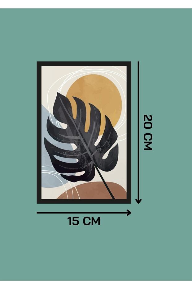 10lu Siyah Çerçeve Görünümlü Bohem Yapraklar Duvar Dekoru Salon Oturma Yatak Odası Için Tablo Seti - 3