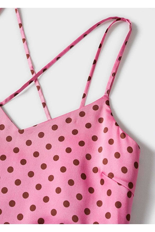 Puantiyeli Saten Elbise - 6