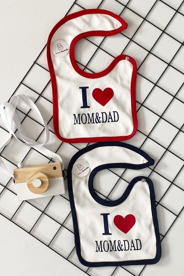 I Love Mom&dad Baby 2-Piece Combed Cotton Baby Bib