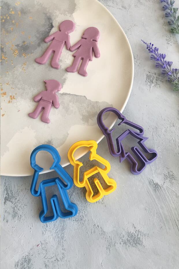 Family Set of 3 - Mother, Father, Son Dough Shaper / Cookie Mold