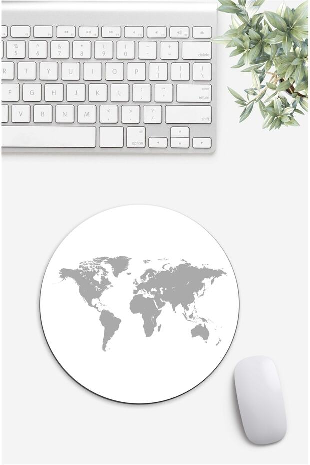 Gray World Map Patterned Mouse Pad - 1