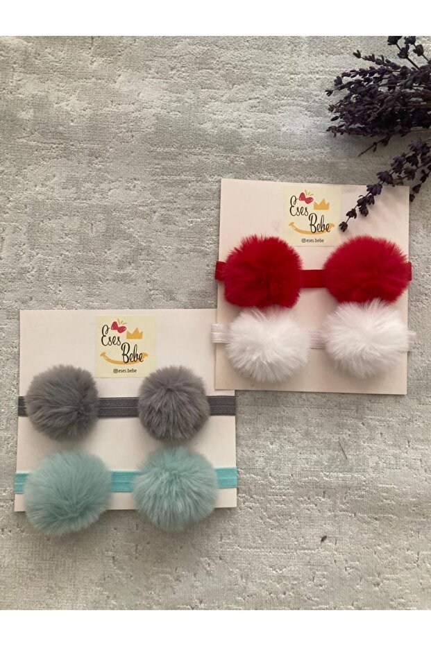 Baby Kids 4-Piece Plush Pompom Bandana Set