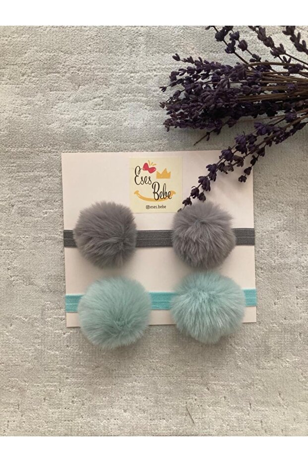 Baby Kids 2-Piece Plush Pompom Bandana Set
