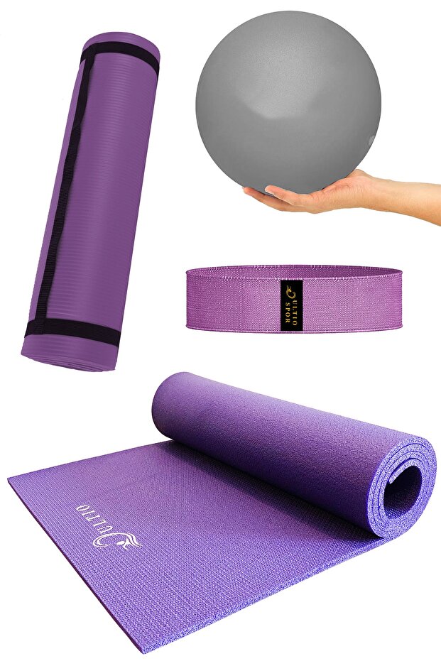 Set with 10 Mm Pilates Cushion, 25 Cm Pilates Ball and Squat Band