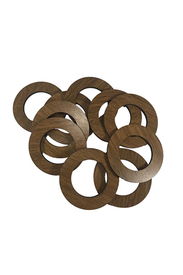 طقم حلقات صغيرة من خشب الجوز مقاس 5 سم 3 مم، 10 قطع - 1