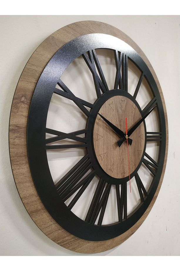 Lüks Modern Dekoratif Oval Ahşap Duvar Saati - 2