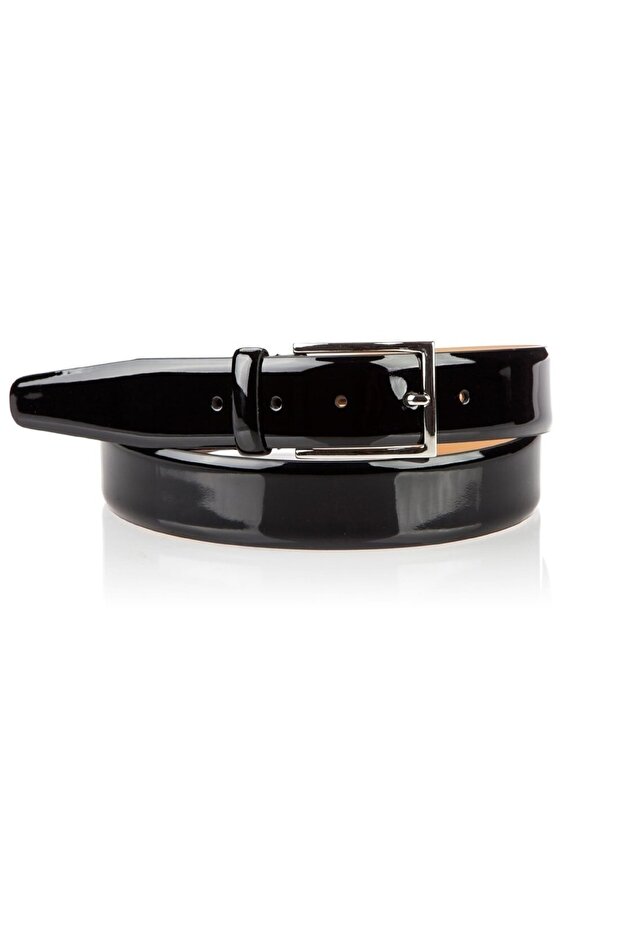 Men's Black Patent Leather (Shiny) Faux Leather Belt 3.5 cm Classic Fabric Trouser Belt