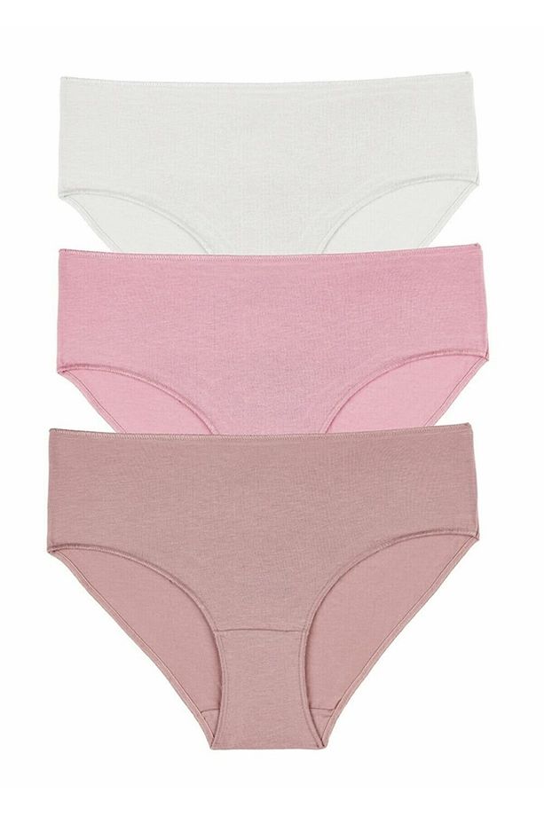 Ekru-pembe 3p Basic Cotton High West Slip - 1