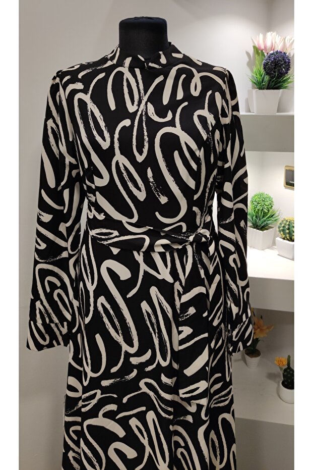 Tesettür Elbise / Eflin Elbise Siyah - 2