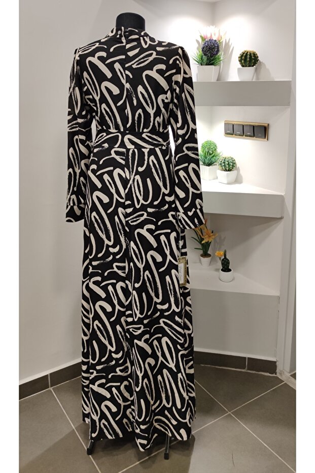 Tesettür Elbise / Eflin Elbise Siyah - 3