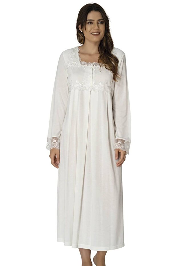 Effortt Women's Maternity Long Sleeve Lace Nightgown