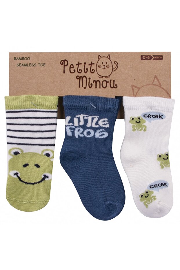 Baby Boy 3-Piece Little Frog Socks