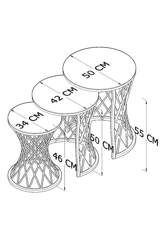 Siyah Mermer Desenli Cam Hasır C Zigon Sehpa - 3
