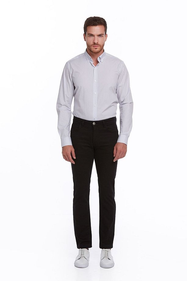 Siyah Regular Fit Düz Pamuklu 5 Cep Kot Pantolon - 5