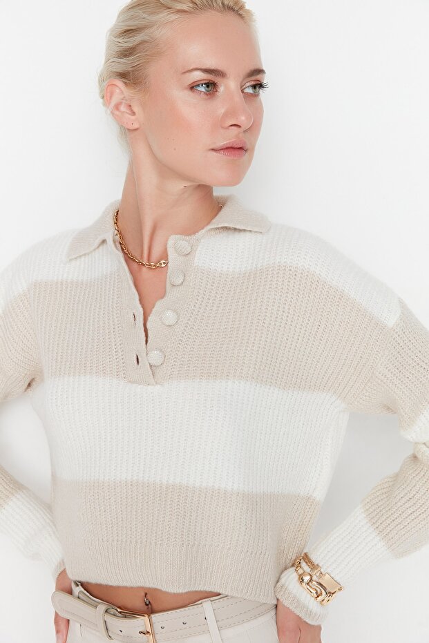 Weich strukturierter Strickpullover mit Farbblockdesign in Steinoptik - TWOAW22KZ0226 - 3