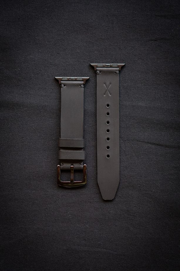 Minimal X Apple Watch Kordonu 42/44/45 Mm - Siyah Crazy - Gerçek Deri & El Yapımı - 6