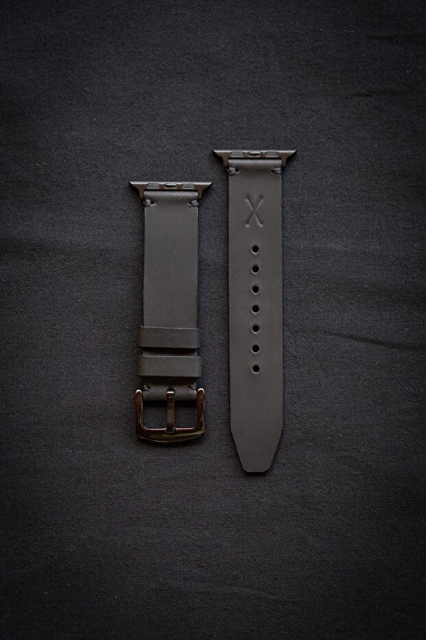 Minimal X Apple Watch Kordonu 38/40/41 Mm - Siyah Gerçek Deri & El Yapımı - 4