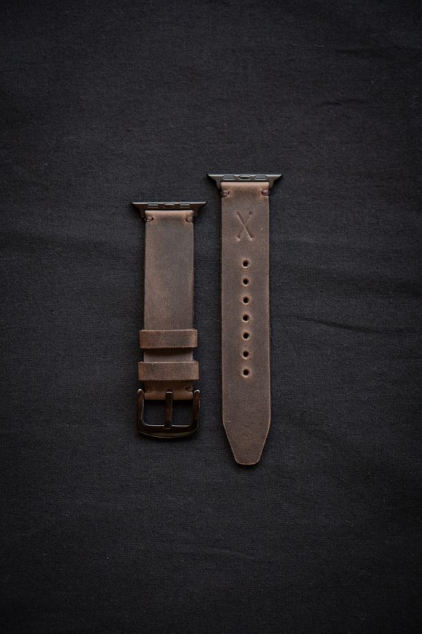 Minimal X Apple Watch Kordonu 42/44/45 Mm - Kestane Crazy Gerçek Deri & El Yapımı - 5
