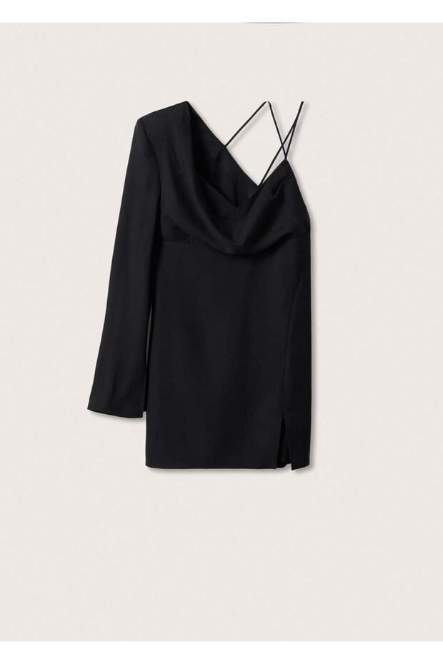 Asymmetric Collar Dress - 3