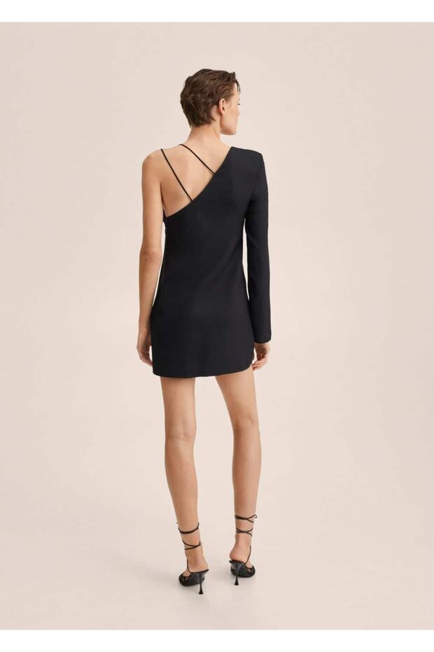 Asymmetric Collar Dress - 4