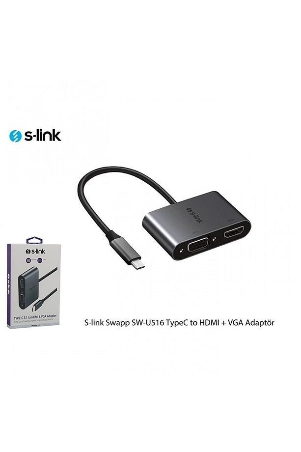 Swapp SW-U516 4K@30Hz TypeC to HDMI + VGA Adaptör - 3