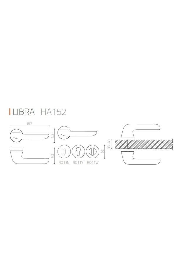 Libra Altın - Oda Tipi Rozetli Kapı Kolu - Hha152ro12n Gl - 2