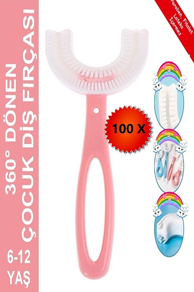 U Shape Baby Toothbrush Pink Color 100 Pieces (6-12 Years)