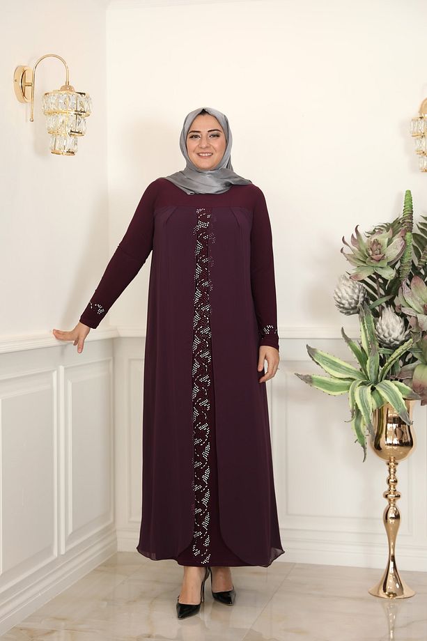 Tesettür Elbise Gülbahar | Mürdüm| – Ems - 1