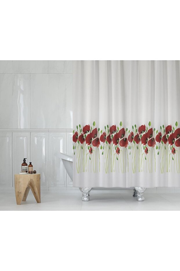 Bathroom Shower Curtain 7081 Single Wing 1X120X200 Shower Cabin Curtain with Ring Gift